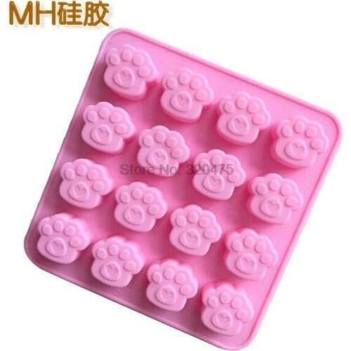 By dhl 200pcs practical 16 holes Cute Pet Cat Dog Paws Silicone Mold Cookie Chocolate Mould DIY Fondant Cake Decorative Tools