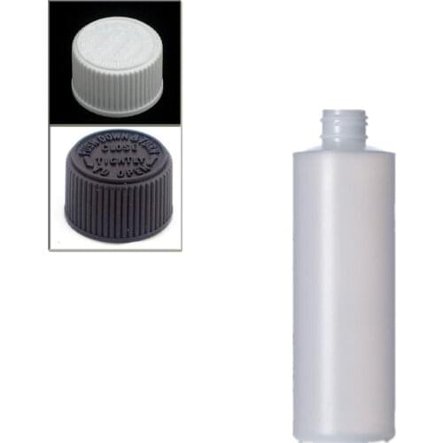250ml empty plastic soft bottle ,natural-colored HDPE cylinder round with black/white Child-Resistant caps