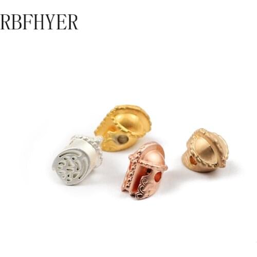 RBFHYER 8x12mm 4pcs Natural Stone Hematite Mattle Rose gold silvers Helmet Spacer loose Beadss For Jewelry Making DIY Bracelets