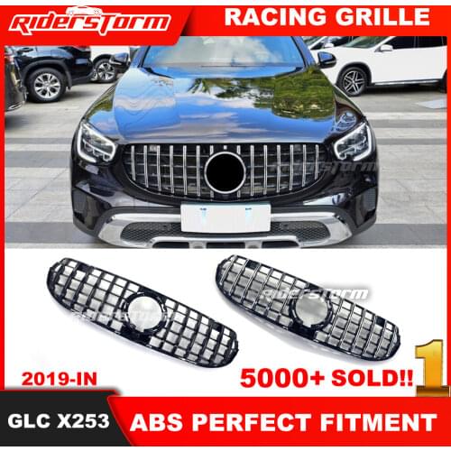 2020 GLC class x253 GT Front Grilles Bumper For mercedez benz GLC260 260L ABS x253 Grills Black Silver with camera 4 matic car