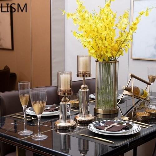 Luxury Crystal Candle Holders Modern Table Wedding Centerpiece Glass Stand Candlestick Romantic Candelabra Gold Home Decor 2021