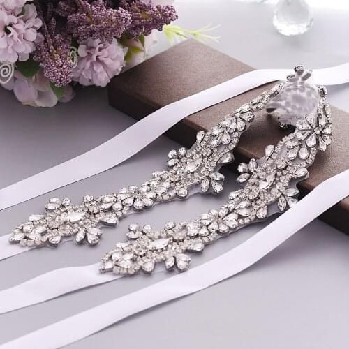ZMS463 Shiny Rhinestone Bride Belt with Multicolor Ribbon Wedding Bachelorette Party Prom Dress Accessories Woman Luxurious Sash