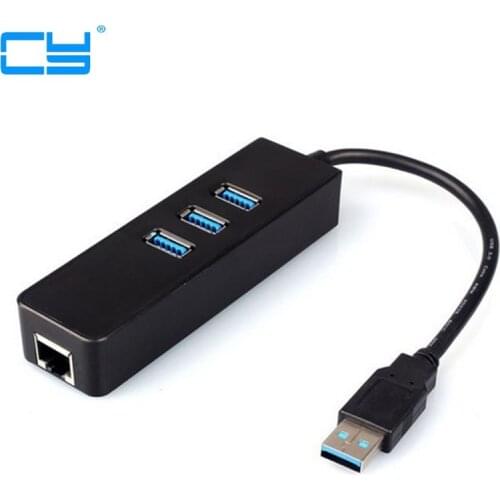 New USB 3.0 to RJ45 Lan Card Gigabit Ethernet Network adapter Cable With 3 Port Hub for Macbook air Notebook