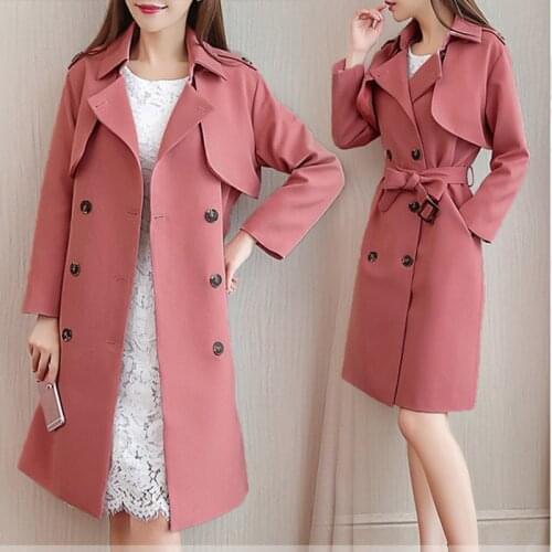 High quality Long Trench Women Coat Belt Tie High Fashion Autumn Winter Windbreaker Double-breast OL Coats Trenchs