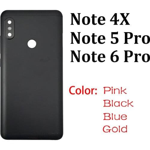 Battery Back Cover Side Power Key +Volume Button With Camera lens For Xiaomi Redmi Note 4X 5 6 Note 5 Note 6Pro