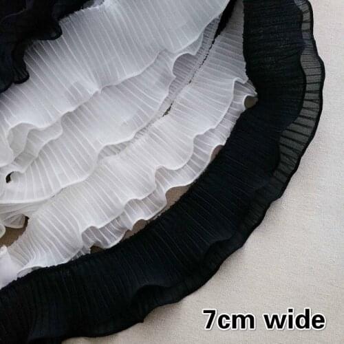 New Double Layer Chiffon Organ Crumpled Ruffled Lace Handmade DIY Ladies Childrens Clothes Fake Collar Cuffs Fluffy Skirt Trim