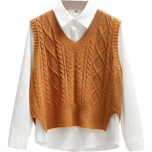 Korean Style Fashion Women Sweater Vest 2021 New Spring Fall Sleeveless Knitted V Neck Pullovers Female Jumper Top Outerwear