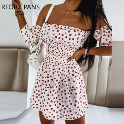Women Polka Dot Off Shoulder Dress Mini Sexy Party Summer Dress