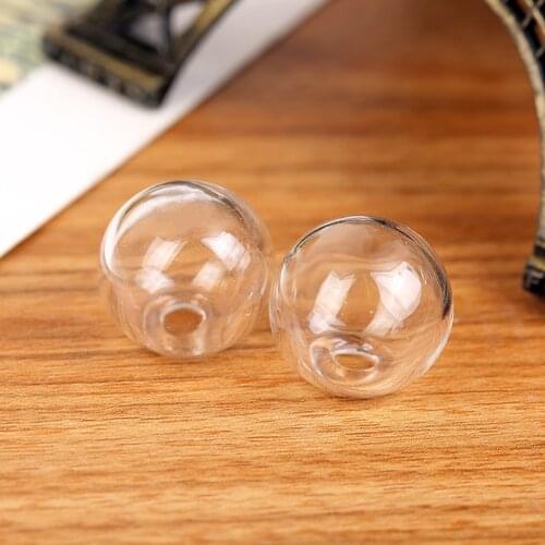 10-25mm transparent mini bulb globe glass bubble round ball with hole hollow glass vial pendants blank diy jewelry findings10pcs