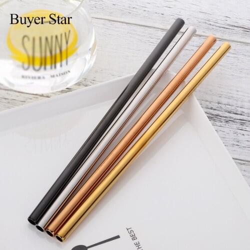100Pcs Drinking Straw Reusable Diameter 8mm Juice Straws Cleaner Brush Set 2017 High Quality Eco Friendly Metal Straw