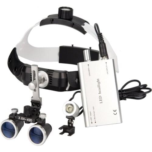 2.5x 3.5x Dental Surgical Loupes Binocular Frame Lighting Head Magnifying Glass Surgery Helping Hand Magnifier with LED Lamp