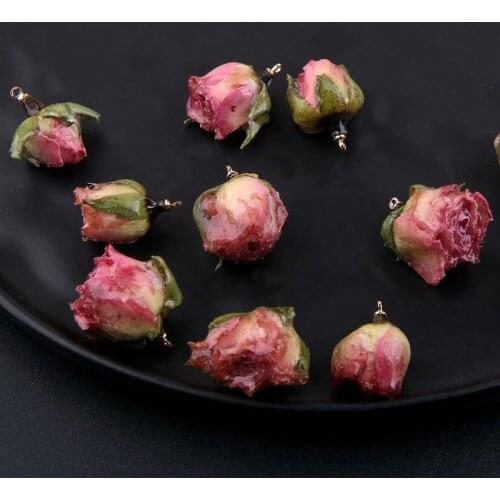 2pcs Ins Japanese Style Cute Earrings Immortal Flower Rose Real Flower Epoxy Dried Earrings Fashion Jewelry Diy Accessories