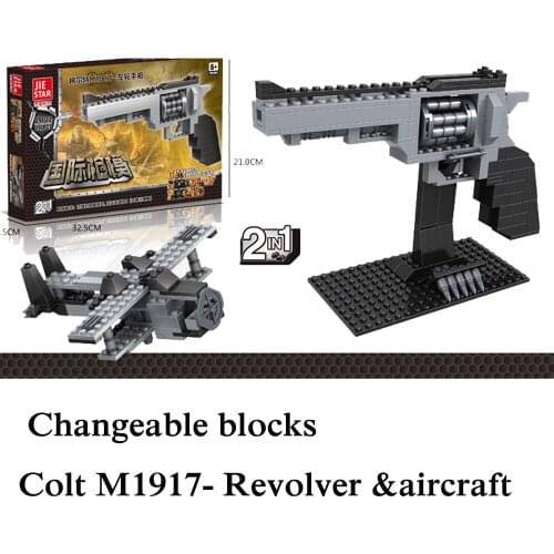 210pcs Changeable 2 Type Gun Colt M1917- Revolver & Aircraft Enlighten Educational Building Blocks Brick Toy