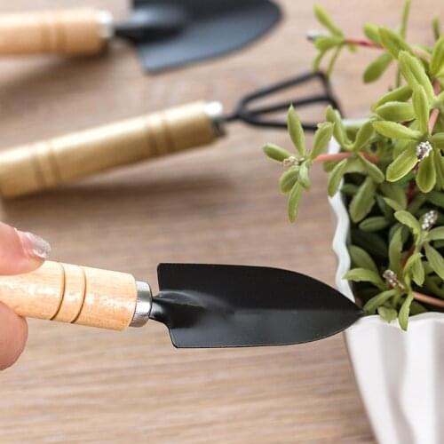 3pcs/Set Mini Gardening Tools Wood Handle iron + wood Potted Plants Shovel Rake Spade for Flowers Potted Plant