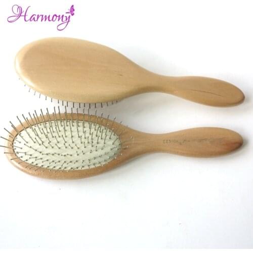 5pcs/lot Varnish Color Wooden-handle Airbag massage hair comb with steel teeth,Hair Extensions Brush for Salon Use