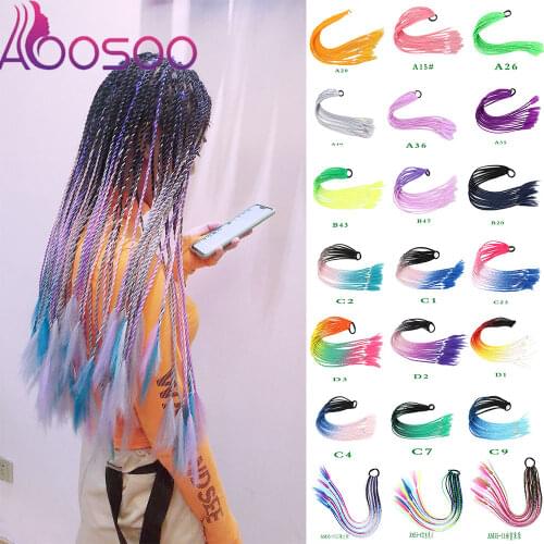 Party Synthesis of 12 Ponytails with Rubber Bands Colorful Headdress Wigs Braided Braided Hair