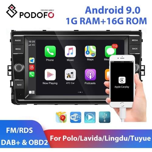 Podofo 2 Din Android 9.0 Car Radio 8 " Car Play RDS GPS FM Auto Stereo For VW POLO/Lavida/Lingdu/Tuyue/Bora/Sagitar/Golf Tour