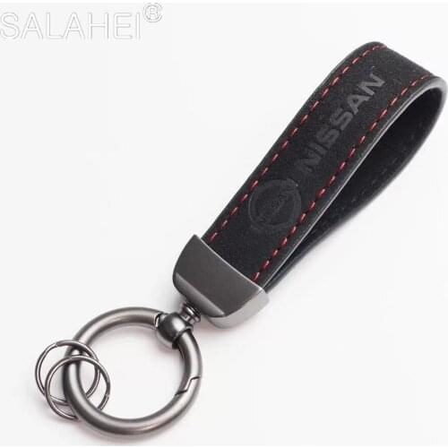 Car Keychain Suede Leather Key Ring Chain For Nissan Qashqai Teana X Trail T32 T31 Juke J10 J11 Sentra Sylphy Almera Accessories
