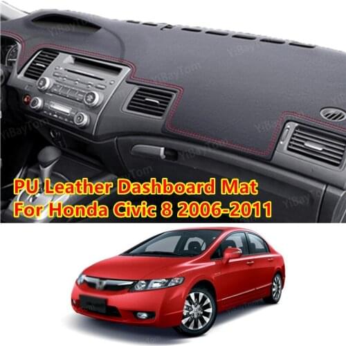 For Honda Civic 8 2006-2011 FB FK FA FD PU Leather Anti-Slip Mat Sunshade Dashmat Protect Carpet Dashboard Cover Pad Accessories