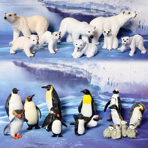 Realistic Polar Animal Model Toy Figurines Set,Varieties of Polar Bear,Emperor Penguin Figures Cake Toppers Christmas Gift