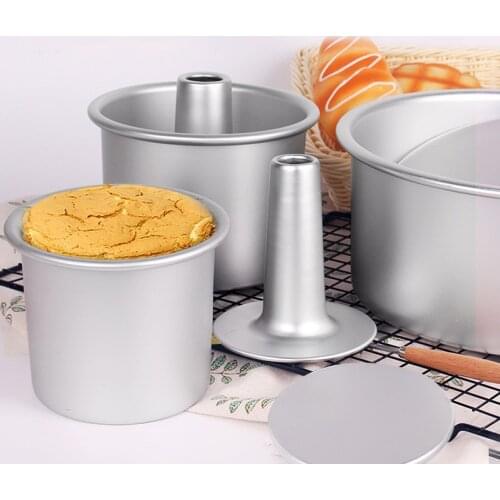 Cake Mold Removable Bottom Aluminum Alloy Chiffon Cake ​Tin Mould Cheese Baking Pan Tray Bakeware Round Hollow Chimney Mold