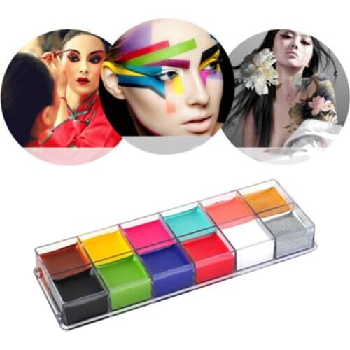 IMAGIC 12 Colors Flash Tattoo Face Body Paint Palette Oil Painting Art Halloween Festival Party Fancy Dress Beauty Makeup Tools