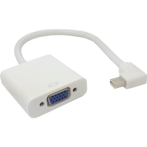Jimier 90 Degree Right Angled Mini DisplayPort Male to VGA RGB Monitor Projector Adapter Cable White Color