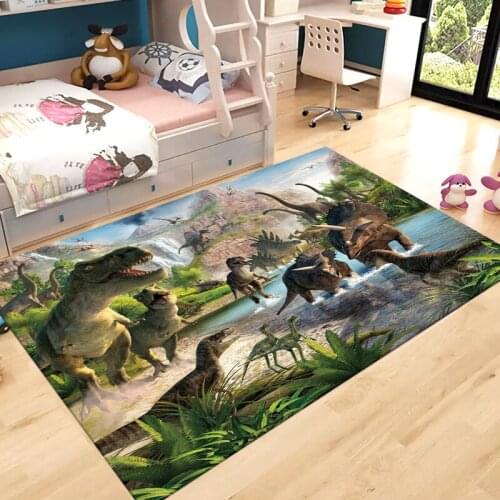 Dinosaur Carpet Bedroom Decoration Children Room Rugs For Games Boy Room Rug Bedside Mat 3D Animal Print Non-Slip Floor Mat