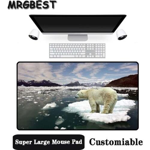 MRGBEST Big Promotion Large Size Multi-size Locked Mouse Pad Polar bear and glacier animal Pattern PC Computer Notebook Desk Mat