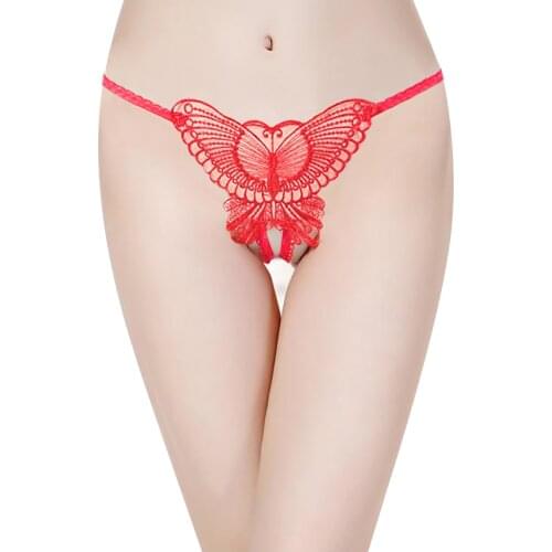 Lace Butterfly Sexy Panties Womens Fashion Underwear Ladies Girls Solid Color Transparent Mid-Waist Lingeire Thong Breathable