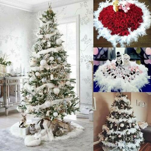 3pcs 2M Christmas Tree White Feather Boa Strip Xmas Ribbon Party Garland Decoration Apparel Fabric DIY Wedding Party Supplies