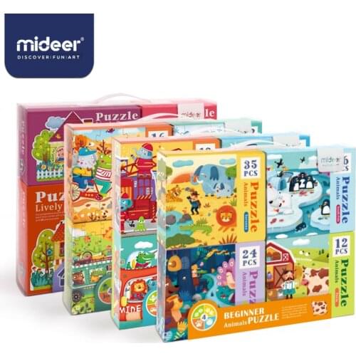 Mideer Jigsaw Puzzles for Kids Children Toys Paper Puzzle 16/32pcs Fairytale Town Cartoon Animals Educational Toys For Children