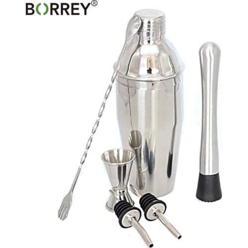 BORREY 750Ml Cocktail Shaker Set Wine Bottle Stopper Cocktail Picks Ice Hammer Stainless Cocktail Making Tools Bar Accessories