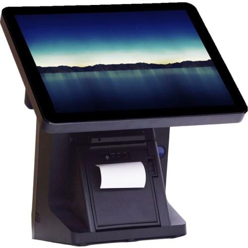 Desktop pos all in one VFD built in 80mm printer cash register 15" touch screen POS SYSTEM for supermarket