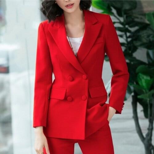 Autumn Winter Elegant Office Ladies Slim Suits Womens Two Piece Sets Long Sleeve Blazer And Ankle Length Pants Fashion Clothes