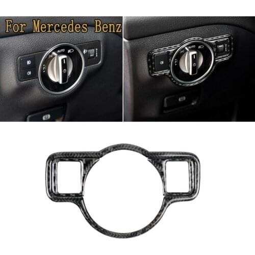 Carbon Fiber Car Interior Central Control Headlight Switch Decorative Trim For Mercedes-Benz Class A/B/C/E/G/CLA/GLA