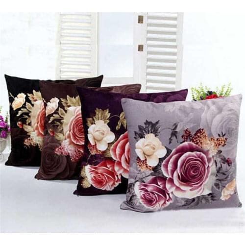 Cushion Sofa Dyeing Case Home Flower Cover Printing Bed Car Peony Decor Pillow