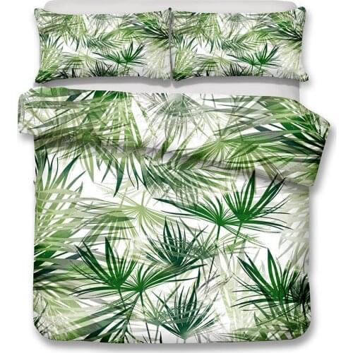 Green Rainforest Plant Bedding Cover Simple Comfortable Microfiber Down Comforter Cover Pillowcase Family Bed Linen Cover