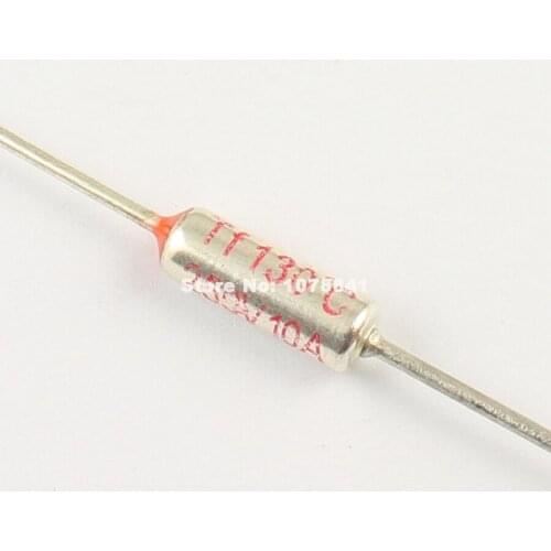 10 Pcs Per Lot RY Axial Microtemp Thermal Fuse TF Cutoff 130 Degree 10A 250V