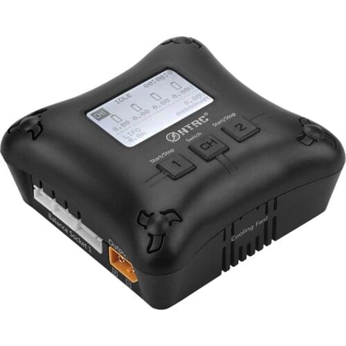 RC Charger HTRC H4AC DUO Mini Dual Port Lipo Charger 20w x2 2A x2 for 2-4s Lipo Battery Charging Professional Battery Charger