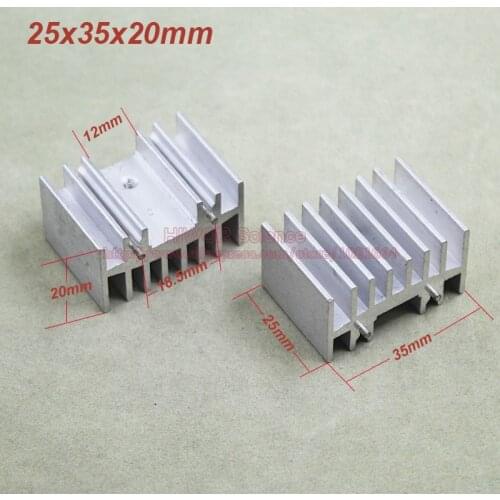 10pcs/lot) Aluminum White Heat Sink Heatsink Radiator 25mm*35mm*20mm With 2 Pins For integrated circuit IC MOS Transistor