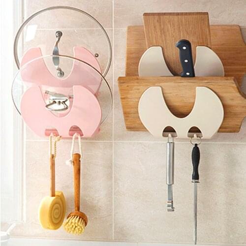 Cutting board rack Lid Pot Stand Knife Organizer Kitchen Accessories Towel Hook Napkin Gadget Home Tool Wall Mount Storage Goods