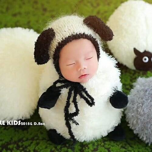 Newborn Baby Girl Boy Photography Props Infant Flannel Cartoon Sheep Hat Picture Photo Shoot Outfits Clothes fotografie Props