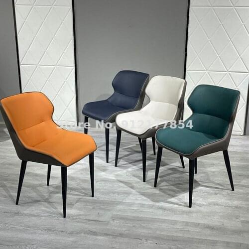 Modern minimalist dining chair leather art backrest nordic light luxury minimalist home restaurant hotel desk dressing table cha