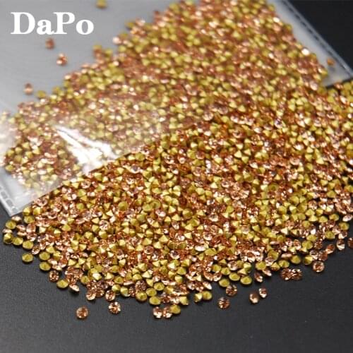 SS6-SS20 1440Pcs Champagne Color Glass Crystal Point Back Rhinestones Chaton Glue Beads Stones Wedding Dress DIY