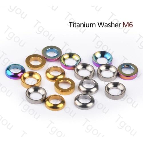 Tgou Titanium Gasket M6 Concave and Convex Washer Spacer for MTB Disc Brake Caliper Group Mounting Bolts 2pcs
