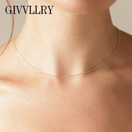 GIVVLLRY Minimalist Plain Chain Necklace for Women Gold Color Basic Collar Chains Jewelry 3 pcs/set Thin Choker Necklaces