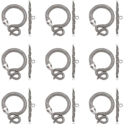 5Set Antique Silver Tibetan Style Snake Toggle Clasps for jewelry making Bracelet Necklace Link Hooks Accessories