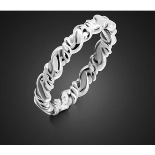 Girl Irregular Ring 925 Sterling Silver Ring Rattan Design Solid Silver Ring lady Fashion Jewelry 6/7/8# Tail ring free shipping