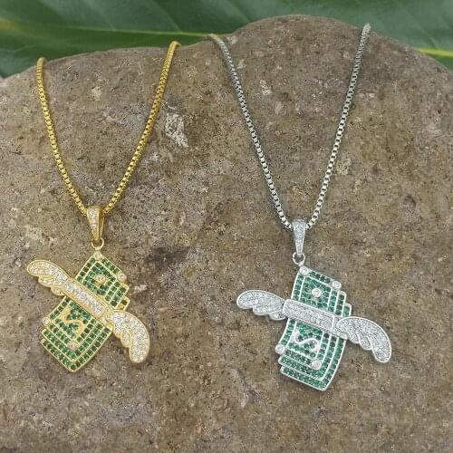 Zircon Angel Wings Necklace Women Shiny Cubic Zirconia Pendant Necklaces Luxury Jewelry Delicate Plated Copper Crystal Necklace